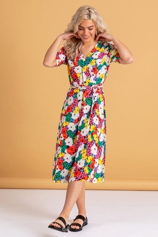 Buy Dusk Bold Floral Midi Wrap Dress ...