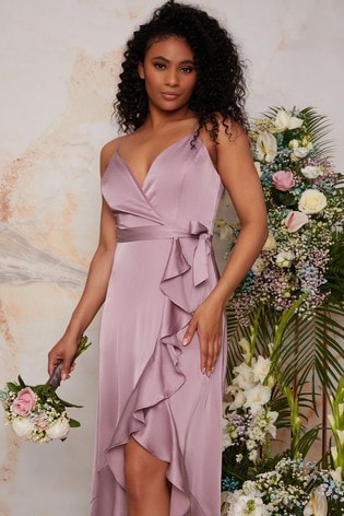 Buy Chi Chi London Ruffle Detail Cami Strap Wrap Design Bridesmaid Dress  from the CaribbeanpoultryShops online misprovision