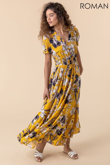 Buy Roman Floral Print Shirred Waist 