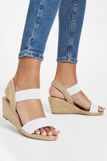 White Lipsy Elastic Low Wedge