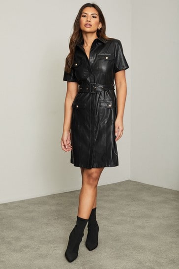 Buy Lipsy Faux Leather Military Dress ...