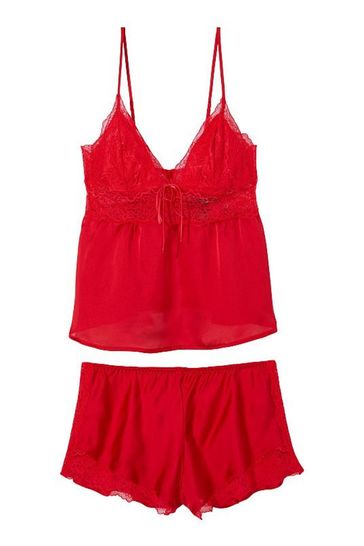 victoria secret stretch lace & satin cami set