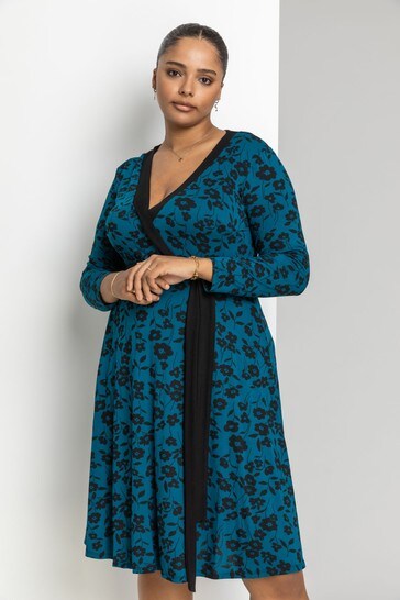 ladies contrast printed robe maxi dress