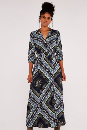 Buy Apricot Scarf Print Wrap Maxi Dress ...