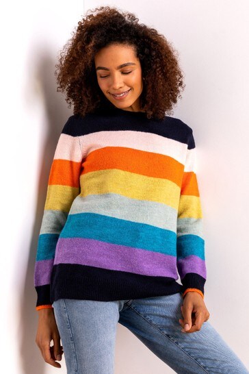 black sweater rainbow stripe