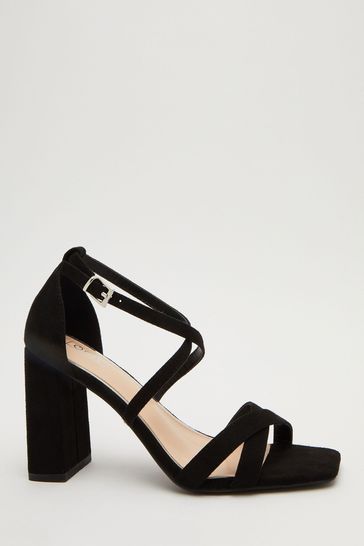 black buckle block heels