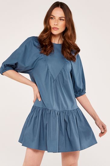 poplin ruffle tiered dress
