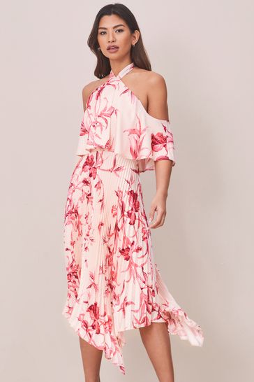 Cold Shoulder Hanky Hem Midi Dress 