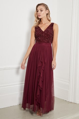 sistaglam v neck maxi dress with sequined top