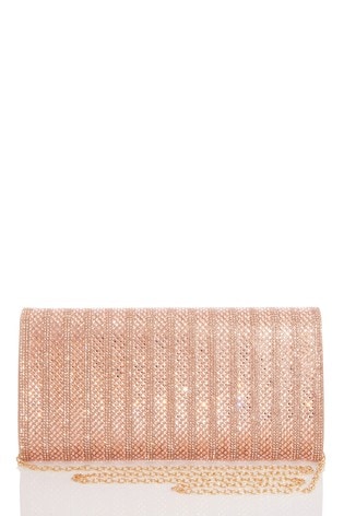 quiz rose gold clutch bag