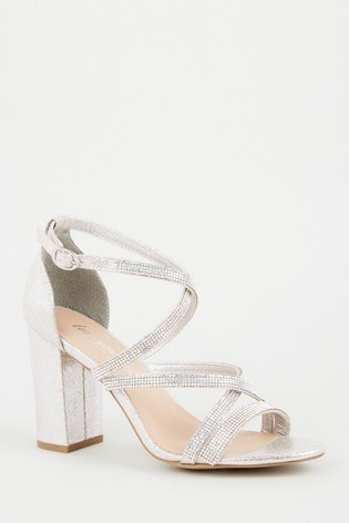 new look heels silver
