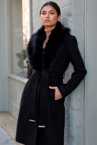 Picasso Stun Professional معطف ملفوف, Abbey Clancy X Lipsy Belted Faux Fur Robe Coat
