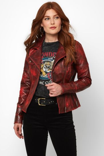 joe browns red leather jacket