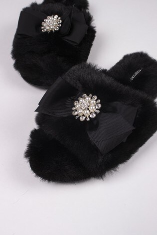 cute black slippers