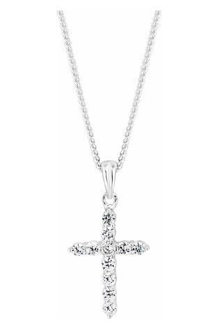 Buy Simply Silver 925 Cubic Zirconia Cross Pendant Necklace from 