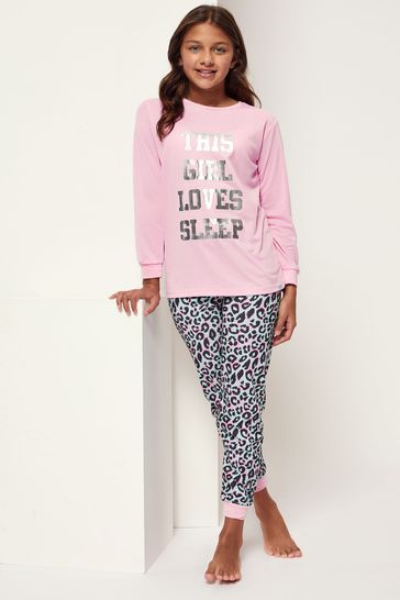 Harry Bear Girls Pyjamas Sleep Slogan 
