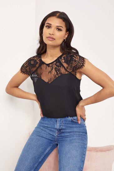 Buy Lipsy Lace Mix Top from the Next UK 