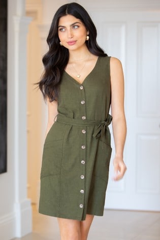 button through shift dress