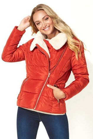 faux fur collar padded jacket