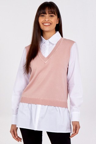 Knit Vest ☀ Collared Shirt ...