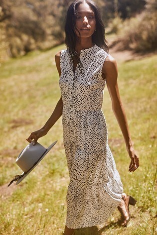 lipsy embroidered button dress