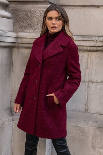 lipsy wrap coat burgundy