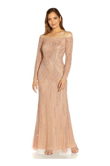 Buy Adrianna Papell Gold Beaded Off ...