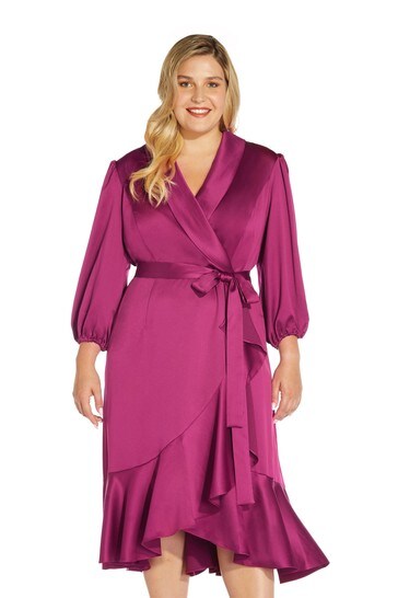 Buy Adrianna Papell Red Satin Crepe Wrap Dress from the Next UK online shop