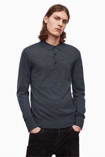 mode merino long sleeve polo shirt