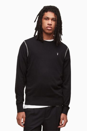 Buy AllSaints Black Bates Crew Jumper 