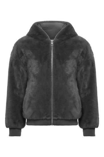Kylie Grey Teen Faux Fur Er Jacket, Next Grey Faux Fur Coat