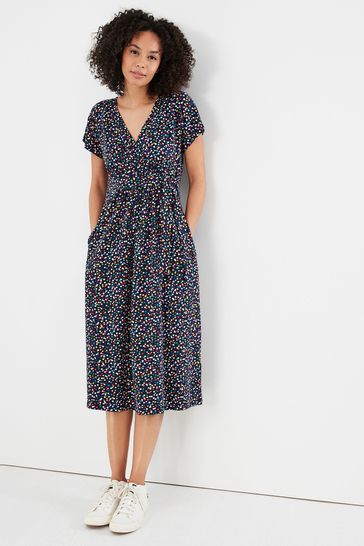 Buy Joules Blue Riley Print Jersey Wrap Dress from the Next UK online shop