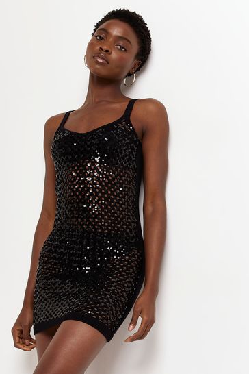 next.co.uk | Black Sequin Knitted Dress