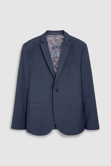 Navy Skinny Fit Textured Suit: Jacket