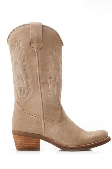 Moda in Pelle Fanntine Mid Leg Pointed Western Nude Boots