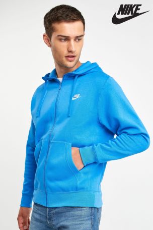 Nike Grey Club Zip Through Hoodie