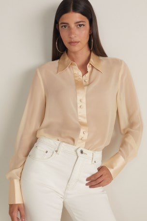 Sheer satin blouse discount