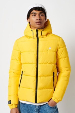 Superdry Yellow Hooded Sports Puffer Jacket