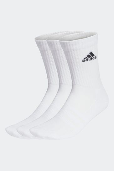 adidas White 6 Pack Cushioned Crew Socks 3 Pairs