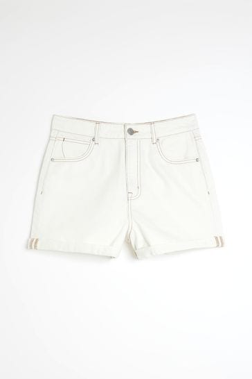 River island online white denim shorts
