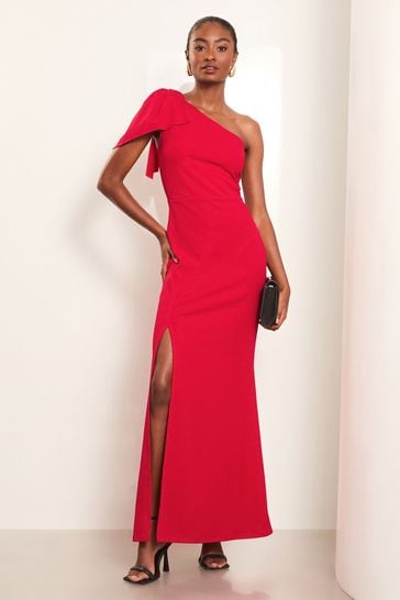 Buy Lipsy Red Petite One Shoulder Bow Detail Maxi Dress from Next Netherlands
