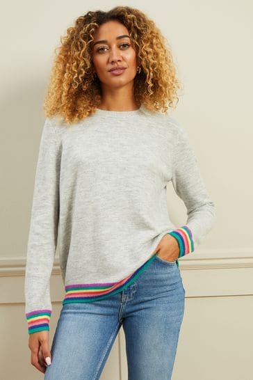 Love & Roses Pink/Nude Stripe Cosy Crew Neck Jumper