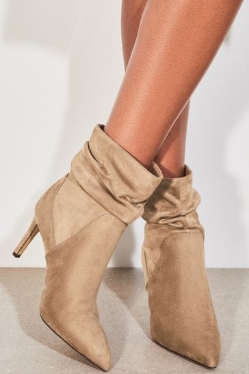 Kamel - Lipsy Vristmocka Ruched Mid Heeled Boot