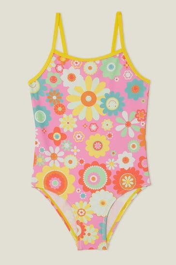 Angels By Accessorize Girls Pink Boho Floral Swimsuit