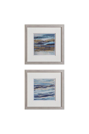 Gallery Direct Set of 2 Gold Ocean Abstract Framed Wall Art