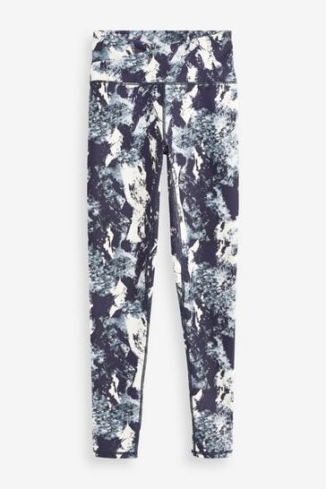 Grey/Neutral Mountain Print Active Wrap Waist Leggings