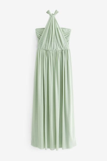 Light Sage Green Mesh Multiway Bridesmaid Wedding Maxi Dress