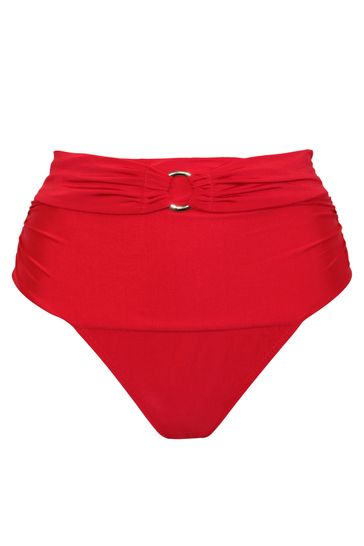 Pour Moi Red High Waisted Samoa High Waist Control Bikini Bottom