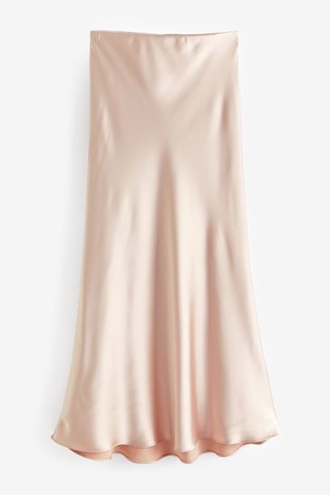 Satin midi skirt champagne shop