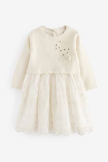 Buy Ecru 2 in 1 Occasion Long Sleeve Knitted Jumper Dress 3mths 10yrs from Next Bahrain